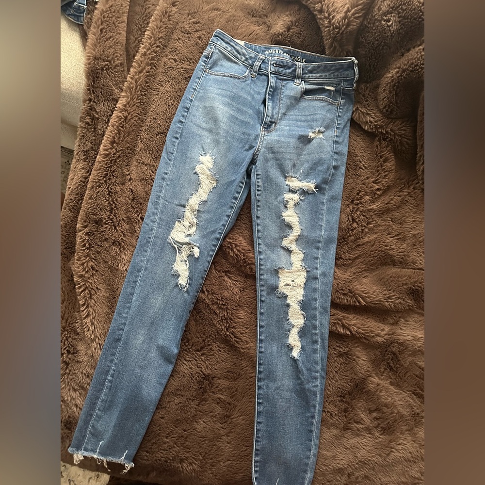 American Eagle Outfitters Ripped Blue Skinny Jeans